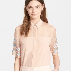 Rebecca Taylor Blush Silk embellished size 4 Shirt